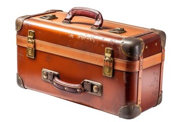 Illustration of an antique brown suitcase isolated on a white background created with Generative AI technology