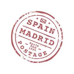 Spain Madrid postage passport visa travel stamp, Europe immigration office border control mark. Vector arrival visa in airport template