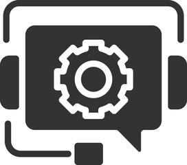 Tech support black glyph icon. Information service for customers. Call center answering on questions. Silhouette symbol on white space. Solid pictogram. Vector isolated illustration