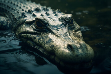 Obraz premium The Mighty Caiman in Freshwater Habitats. Generative AI