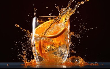 Orange juice splashes.