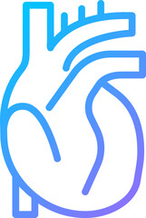 Heart pixel perfect gradient linear vector icon. Human body organ. Cardiac disorders treatment. Cardiology. Thin line color symbol. Modern style pictogram. Vector isolated outline drawing