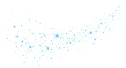 Blue glitter wave abstract illustration. Blue stars dust trail sparkling particles isolated on transparent background. Magic concept. PNG.