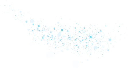 Blue glitter wave abstract illustration. Blue stars dust trail sparkling particles isolated on transparent background. Magic concept. PNG.