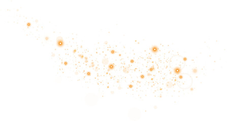 Golden glitter wave abstract illustration. Golden stars dust trail sparkling particles isolated on transparent background. Magic concept. PNG.