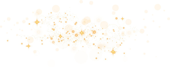 Golden glitter wave abstract illustration. Golden stars dust trail sparkling particles isolated on transparent background. Magic concept. PNG.