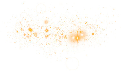 Golden glitter wave abstract illustration. Golden stars dust trail sparkling particles isolated on transparent background. Magic concept. PNG.