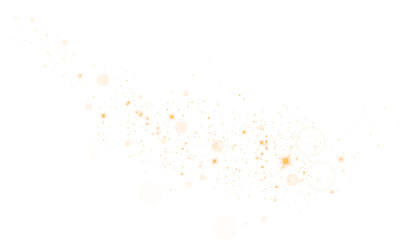 Golden glitter wave abstract illustration. Golden stars dust trail sparkling particles isolated on transparent background. Magic concept. PNG.