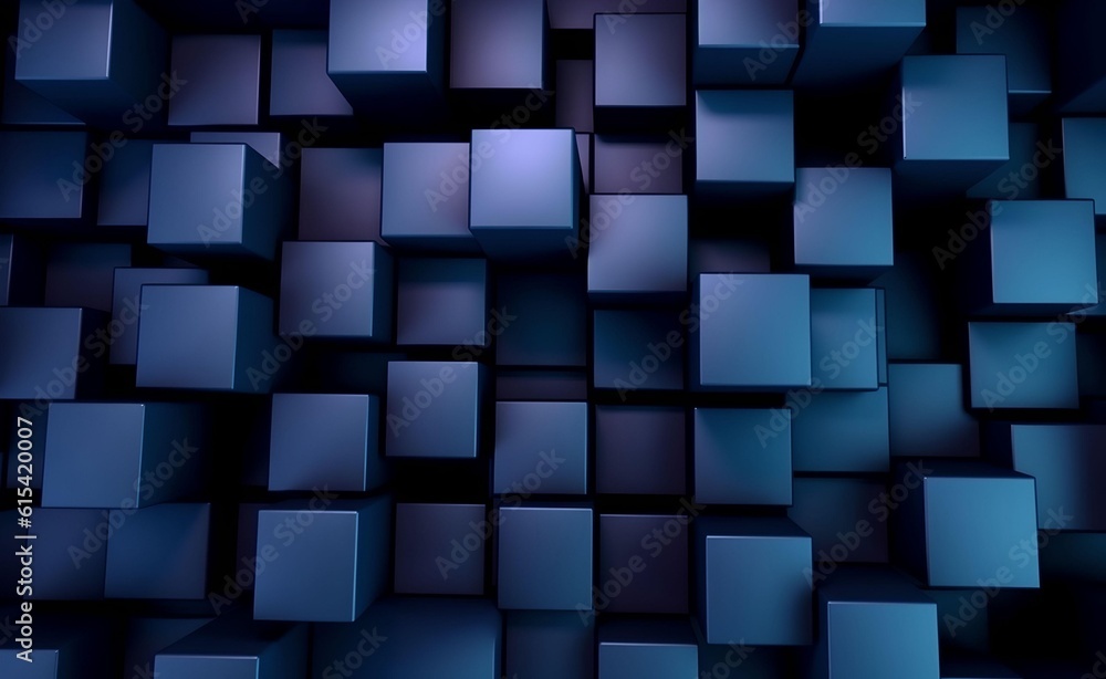 Poster a geometric design of overlapping cubes in a monochromatic color scheme. generative ai.