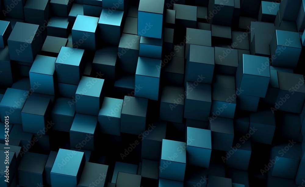 Poster a geometric design of overlapping cubes in a monochromatic color scheme. generative ai.
