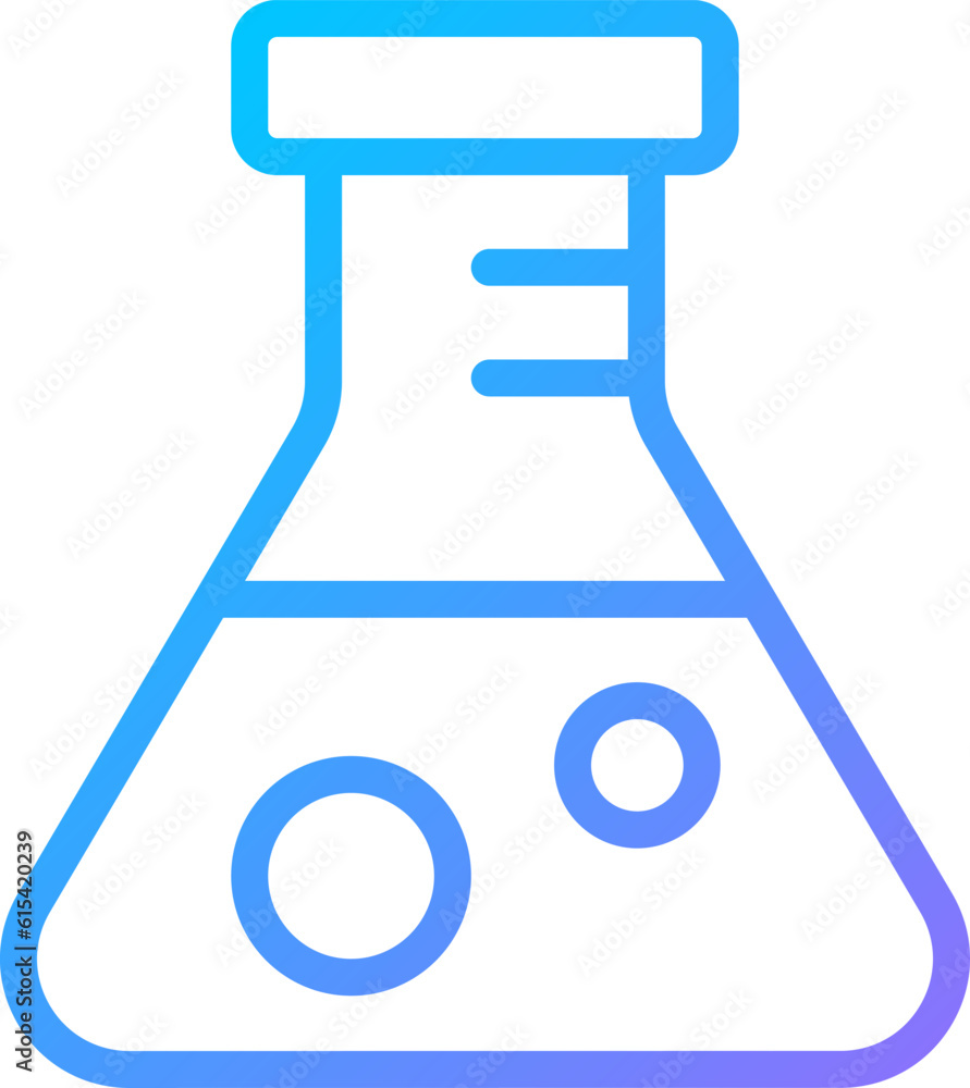 Poster conical flask pixel perfect gradient linear vector icon. scientific experiment. medical test. labora