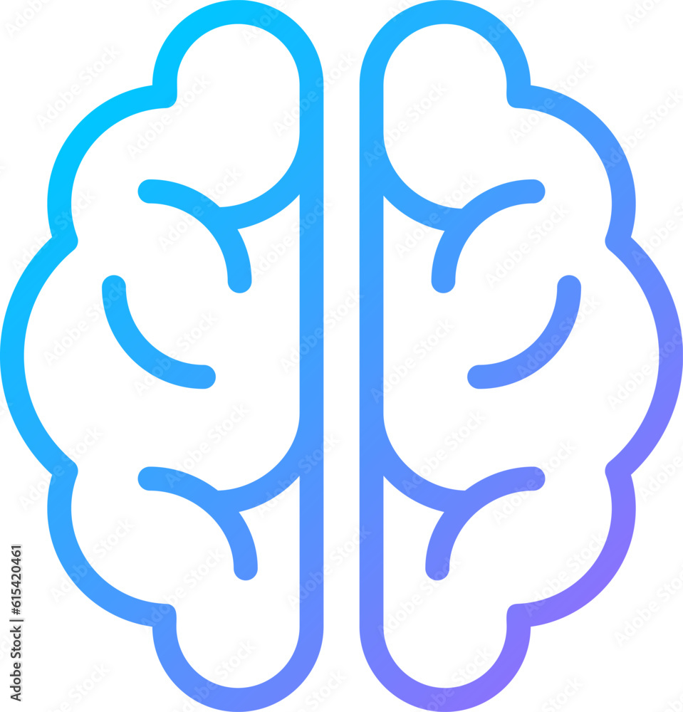 Poster human brain pixel perfect gradient linear vector icon. central nervous system. memory and thinking c