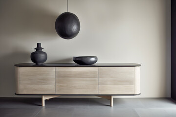 Modern cupboard in a minimalistic interior design composition. Generative AI