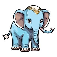 Obraz premium Sumatran Elephant's Sanctuary: Cute Elephant Brought to Life in a Vibrant 2D Illustration