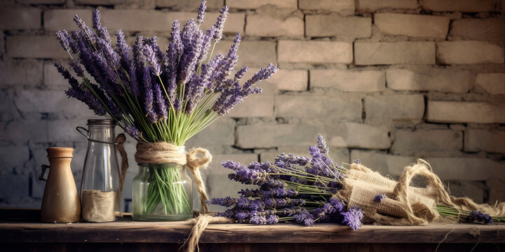 Rustic Home Decor: Fragrant Dry Lavender in Glass Vase - Calming Botanicals background