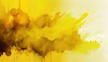 Abstract yellow watercolor paint texture, ink art pattern backdrop
