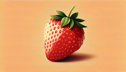 Simple minimalistic strawberry illustration on a plain colorful background
