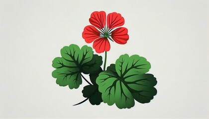Simple minimalistic red flower illustration on a plain colorful background