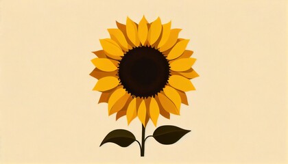 Simple minimalistic sunflower illustration on a plain colorful background
