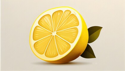 Simple minimalistic lemon illustration on a plain colorful background