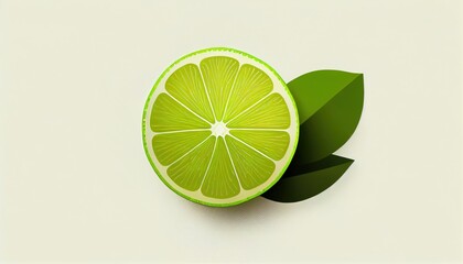 Simple minimalistic lime illustration on a plain colorful background