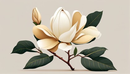 Simple minimalistic white lily flower illustration on a plain colorful background