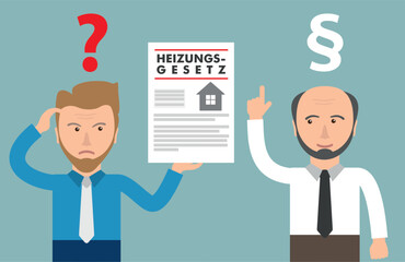 Cartoon Angry Businessman Adovacate Heizungsgesetz