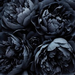 Fototapeta premium Dark peony flower luxury background. Generative AI