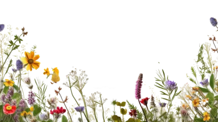 Fotobehang dainty wildflowers as a frame border © Tony A