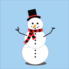 snowman illustration, stock vector pattern on plain colored background,Vector illustration  for fabric, paper, packaging, etc.