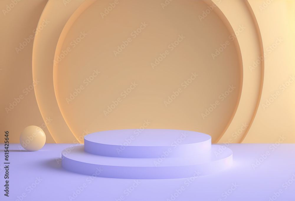 Aufkleber orange background with empty puple podium for modern concept design