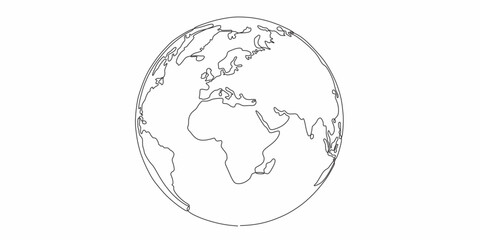 One line style world globe earth - Simple modern minimalism style vector isolated on white background.