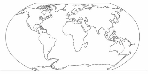 Continuous line drawing of world globes earth. Globe similar world map icon. map silhouette backdrop for Education, Travel worldwide, infographics, Science, Web Presentations