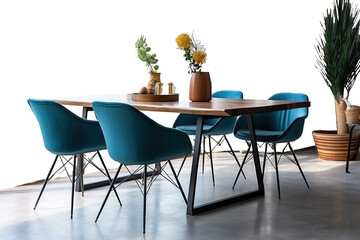 Obraz premium interior design made of natural comfortable comfort materials , transparent background (PNG). Generative AI.
