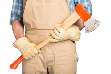 Closeup of a Man Holding an Axe