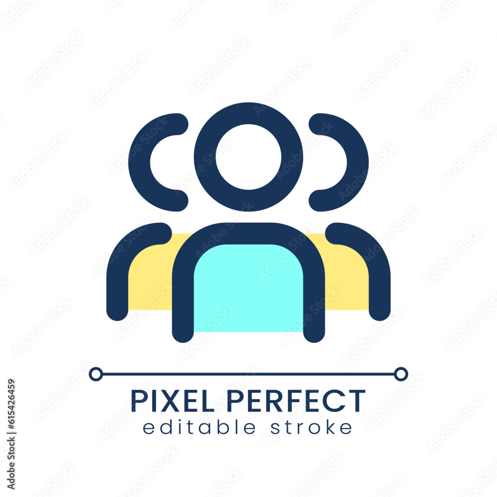 Poster online community pixel perfect rgb color ui icon. social media invitation. simple filled line elemen