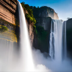 waterfall in rainbow