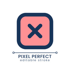 Obraz premium Close button pixel perfect RGB color ui icon. Leave webpage. System error. Simple filled line element. GUI, UX design for mobile app. Vector isolated pictogram. Editable stroke. Poppins font used
