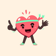 Vector cartoon cute healthy heart character for design.