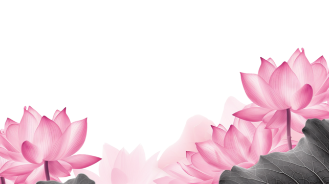 lotus leaves as a frame border, isolated
