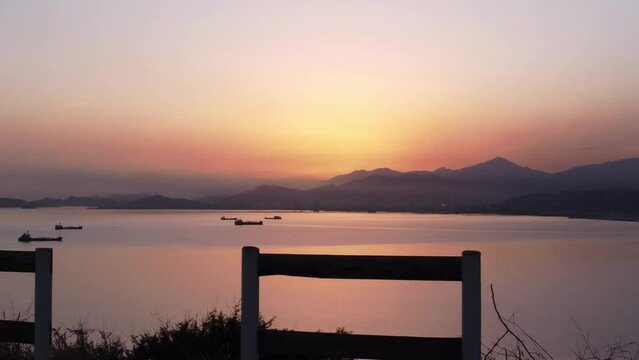 Travelling with the sunrise view from the El Morro hill in Lecheria, located in the north of Anzo&aacute;tegui State, Venezuela