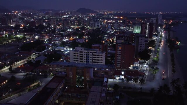 Overhead aerial view of a residential complex located on El Morro hill in Lecheria, north of Anzo&aacute;tegui State, Venezuela