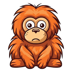 Enchanting Canopy Companion: Enchanting 2D Illustration of a Playful Sumatran Orangutan