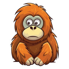 Fototapeta premium Enchanting Canopy Companion: Enchanting 2D Illustration of a Playful Sumatran Orangutan