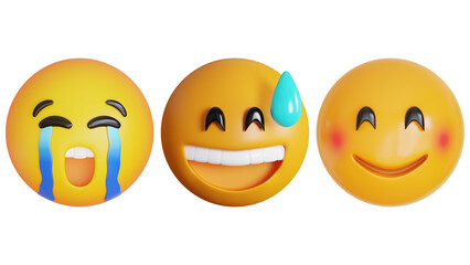 3D Design Vector New Modern Emoticons Set with Different Reactions for Social Network