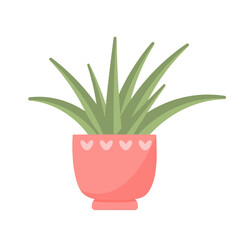 Cute cactus in a pot. Domestic succulent plant in pastel colors isolated on white background.