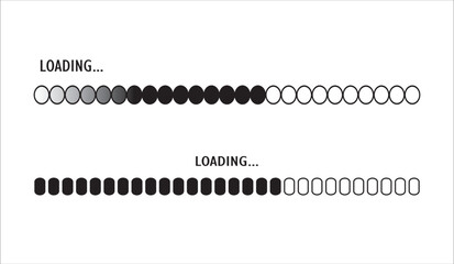 Fototapeta premium Loading bar icon ,round and square shaped icons, upload or download progress interface,
