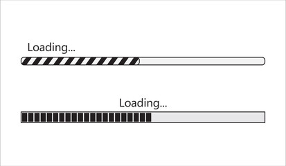 Icon of vector icons for the loading bar. Flat style, Vector icons are loading, downloading and uploading.