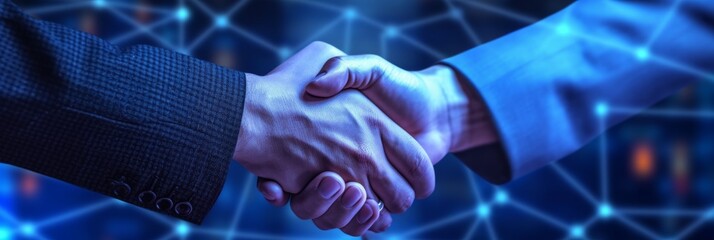 Business networking concept with focus on customer support. A handshake that symbolizes cooperation and partnership between enterprises. Generative AI