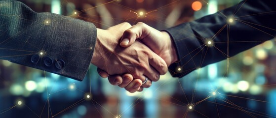 Business networking concept with focus on customer support. A handshake that symbolizes cooperation and partnership between enterprises. Generative AI
